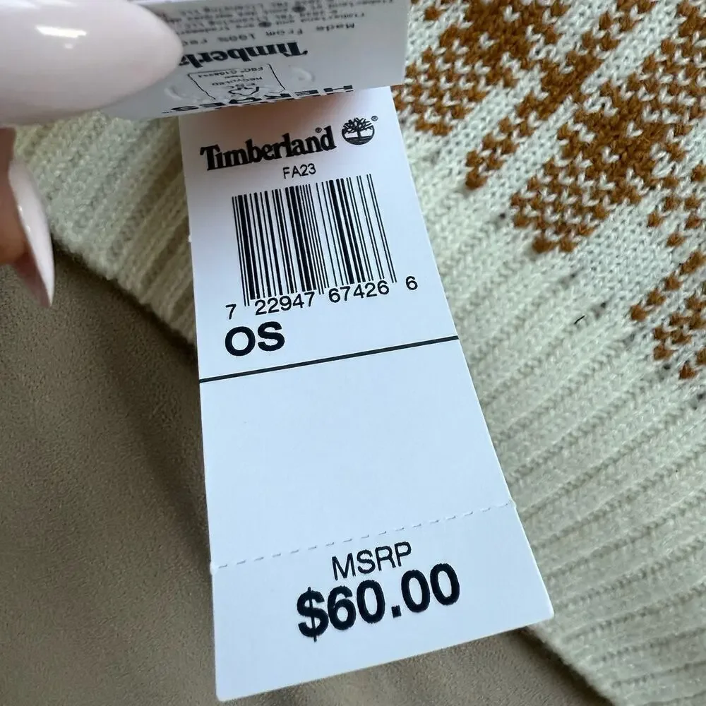 NWT Timberland Buffalo Plaid Rectangle Scarf Tan & White Streetwear Fall Outdoor